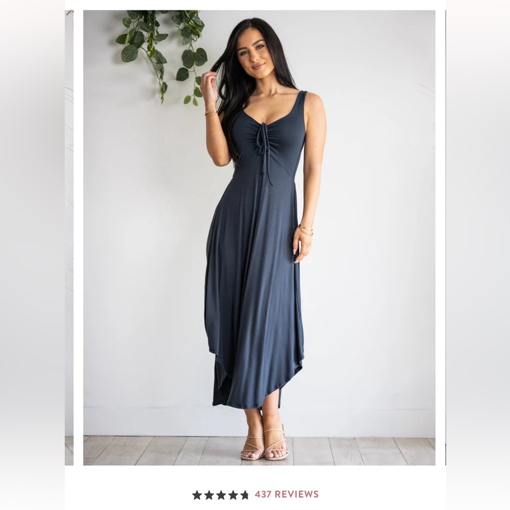 Blue Asymmetrical Sundress Scoop Neck Sleeveless